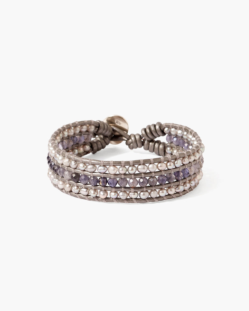 Grey Pearl Single Wrap Bracelet