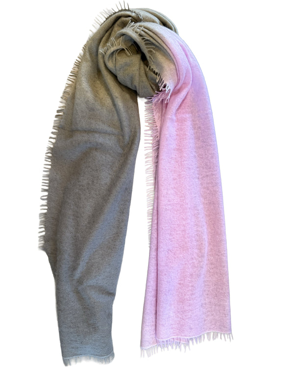 Cashmere Vertical Shading Stole | Gravel to Beige to Lilac