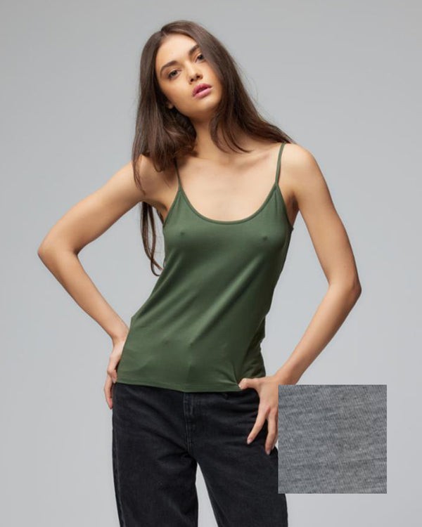 Soft Touch Spaghetti Strap Tank | Gris Chine