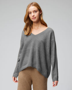 Ultra Soft Long Sleeve Relaxed V Neck | Gris Chine