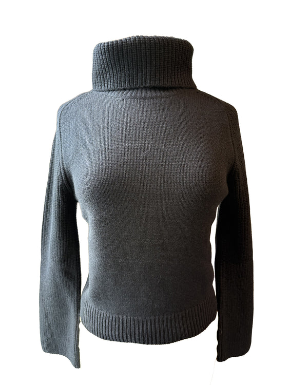Lamberto Losani Highneck Sweater in Dark Blue on white background well heeled vt