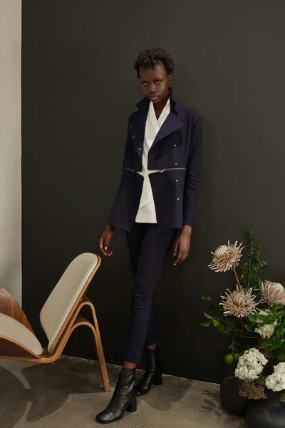 Willmott Zip Off Moto Jacket | Aubergine