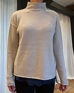 Cashmere Crewneck High Neck Sweater | Ivory