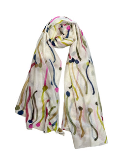 Cashmere Japanese Flower Print Scarf
