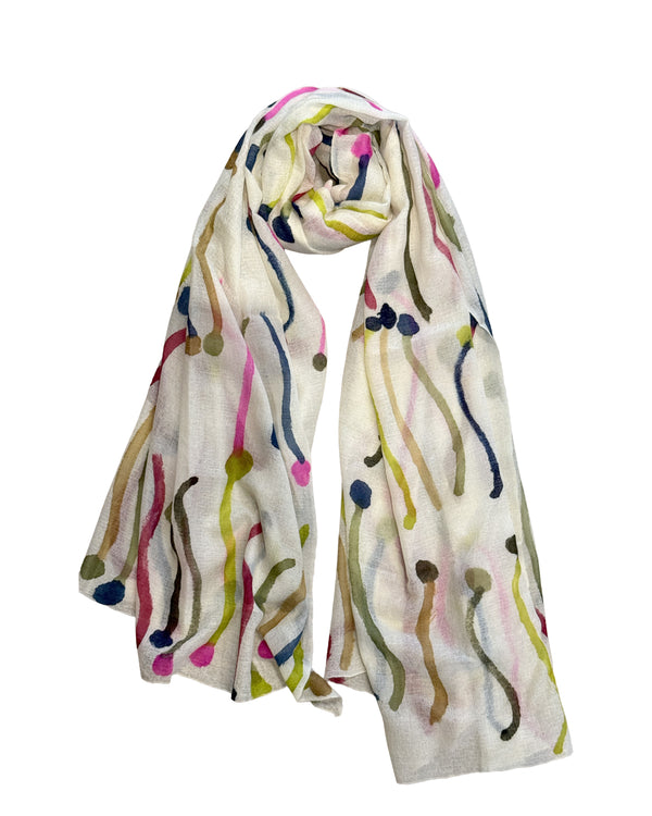 Cashmere Japanese Flower Print Scarf