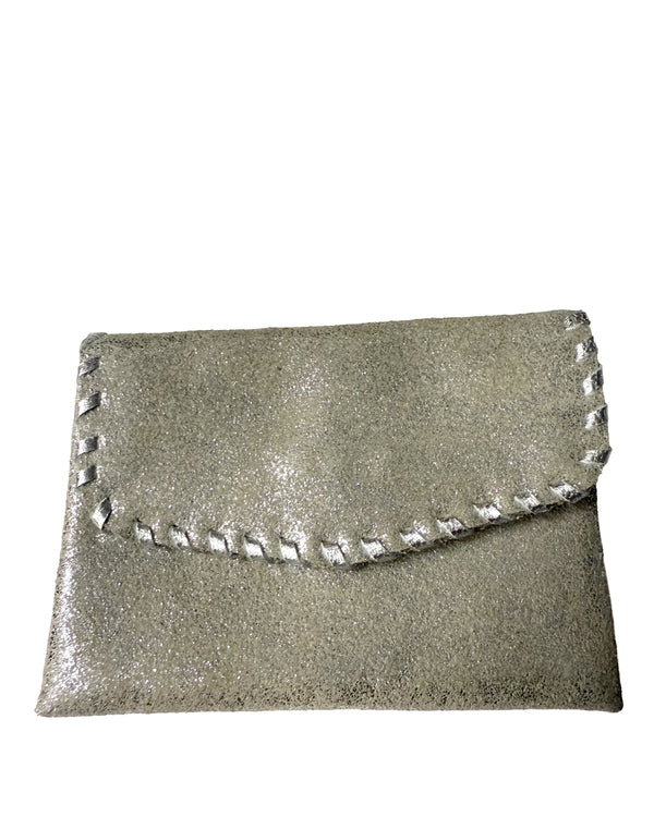 Studio Caleidoscope Josie Coin Pouch in Silver hand stitch detail
