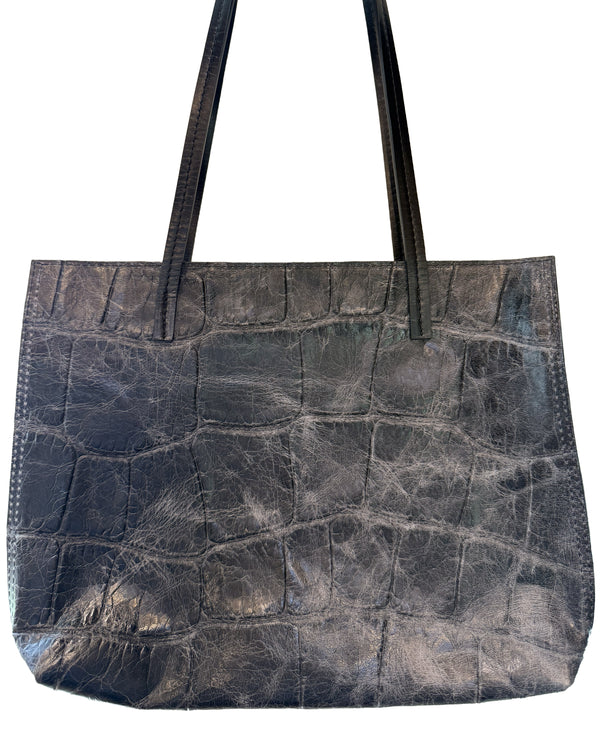 Strappy Daybag | Vintage Storm Embossed Jumbo Gator