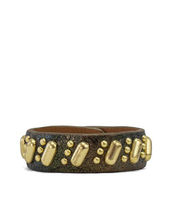 Kandi .75" Leather Studded Bracelet | Bronze