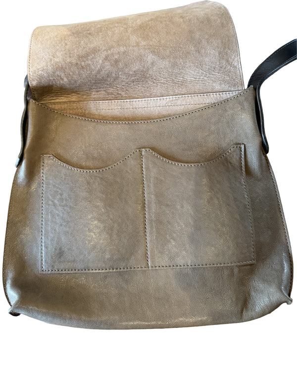Mini Messenger | Khaki Italian Lamb