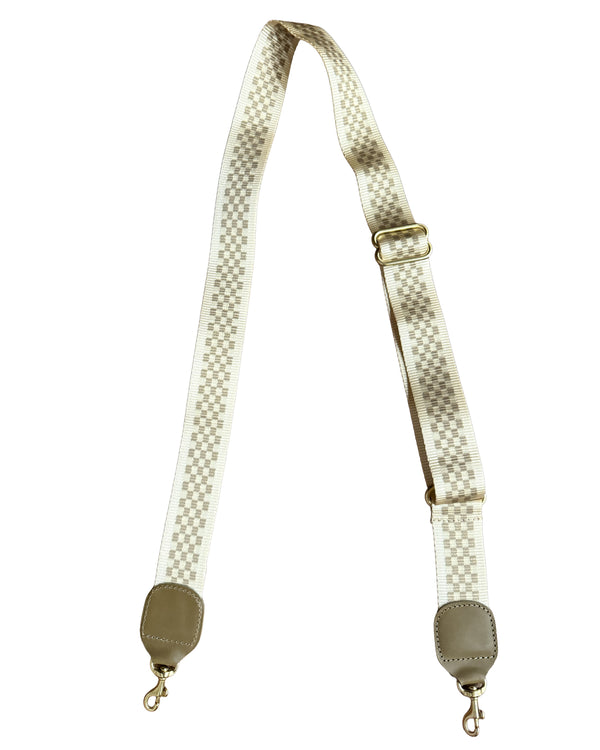 Clare V. Adjustable Crossbody Strap Khaki Checker shop at well heeled