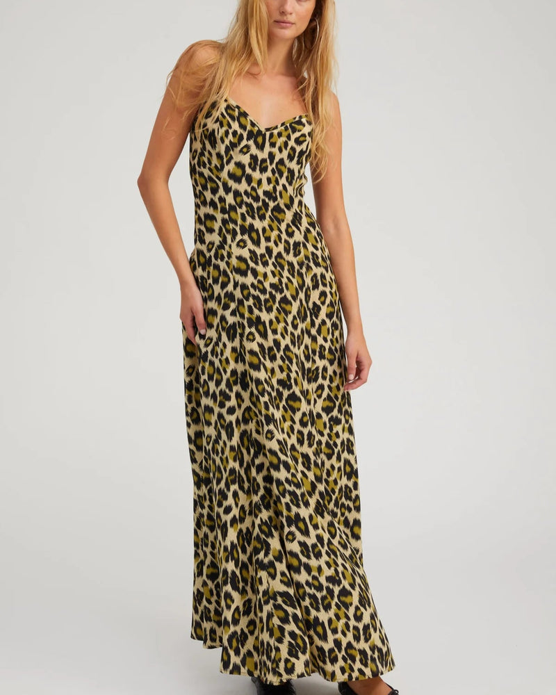 green leopard maxi dress Emerald Green Leopard Off-the-Shoulder A-Line Maxi Dress Green / S