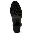 La Canadienne Maggie Bootie in Black Suede on white background well heeled vt