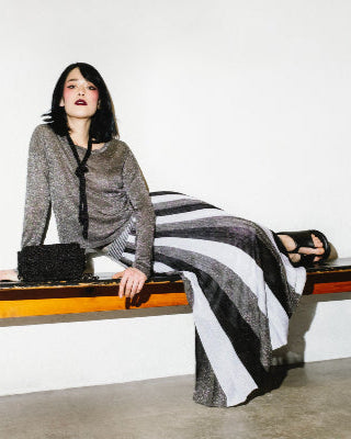 Gala Long Pleated Skirt | Silver Grey