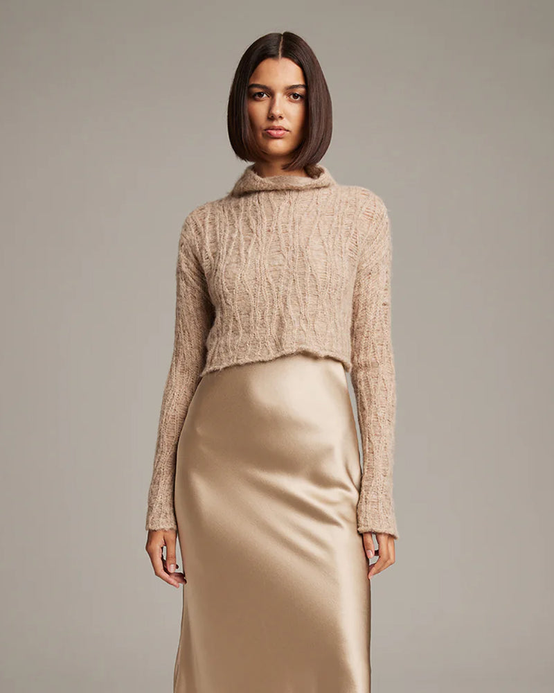 Manos Crop Sweater | Champagne