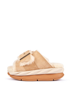 Mellow Shearling Laze Slide | Sand Nappa