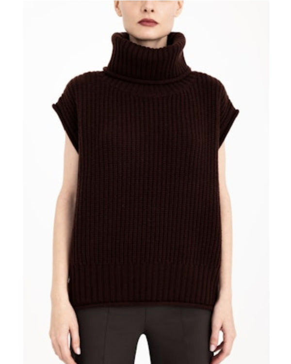 Carmel Cashmere Blend  Turtleneck Vest | Merlot