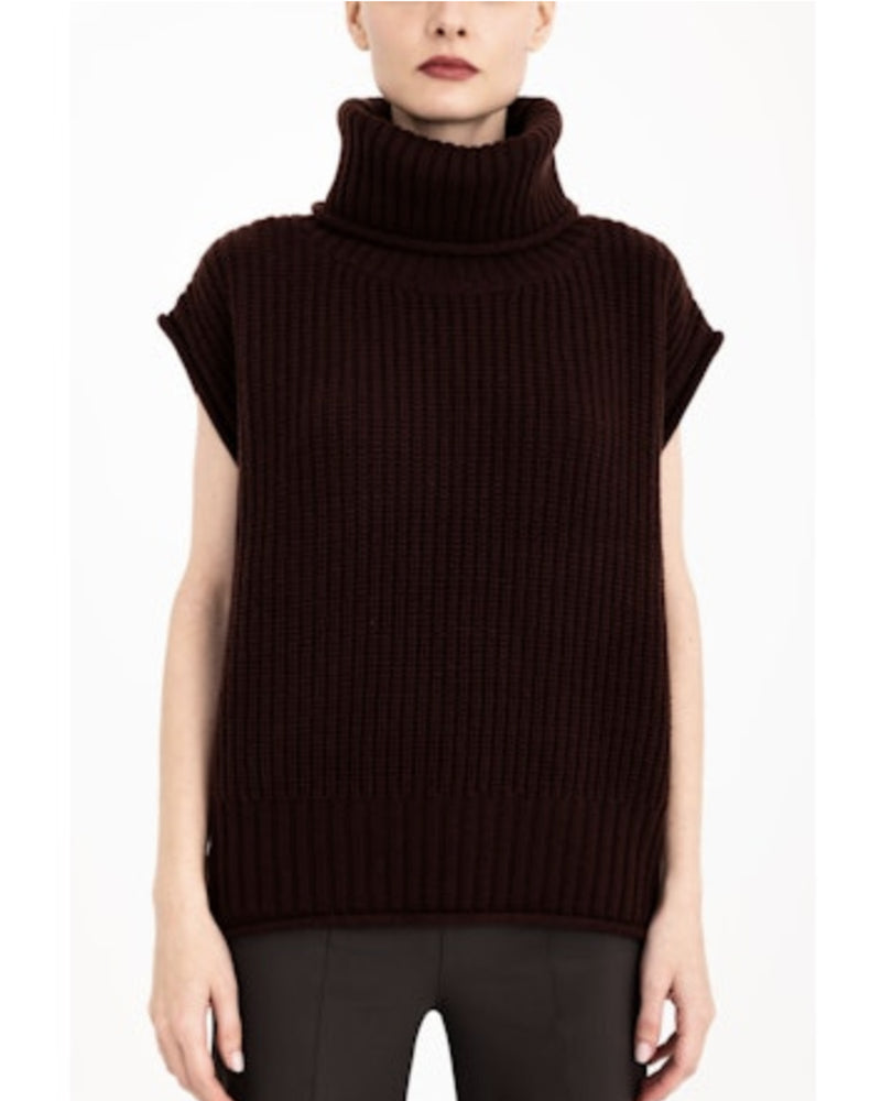 Carmel Cashmere Blend  Turtleneck Vest | Merlot