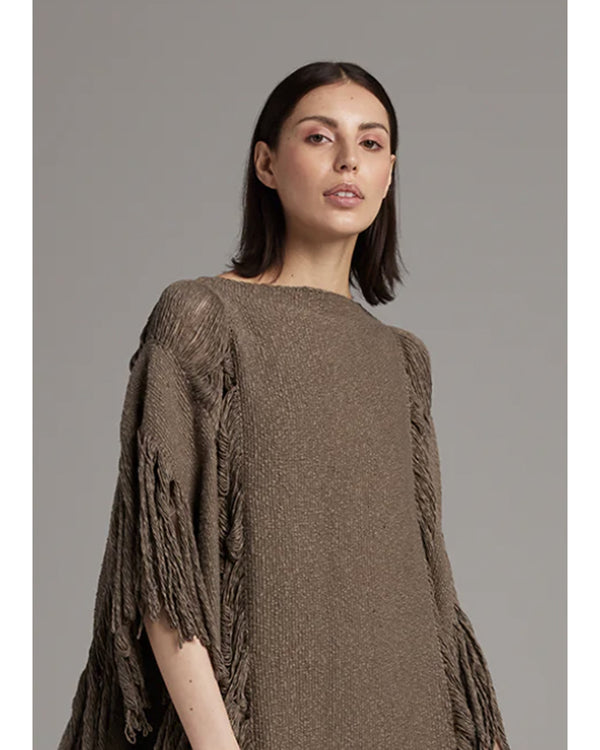 Lace Fringe Crop Top | Mink