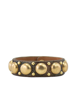 Morelia .5" Leather Studded Bracelet | Bronze Pearl