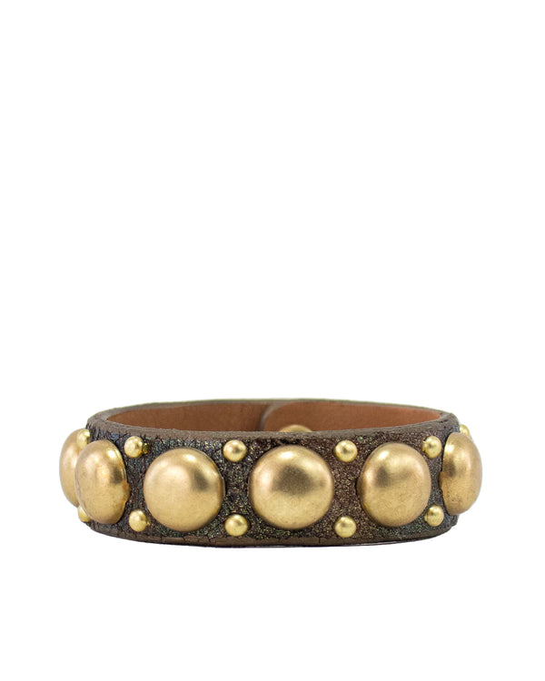 Morelia .5" Leather Studded Bracelet | Bronze Pearl