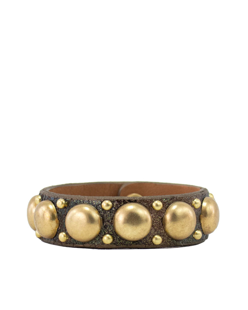 Morelia .5" Leather Studded Bracelet | Bronze Pearl