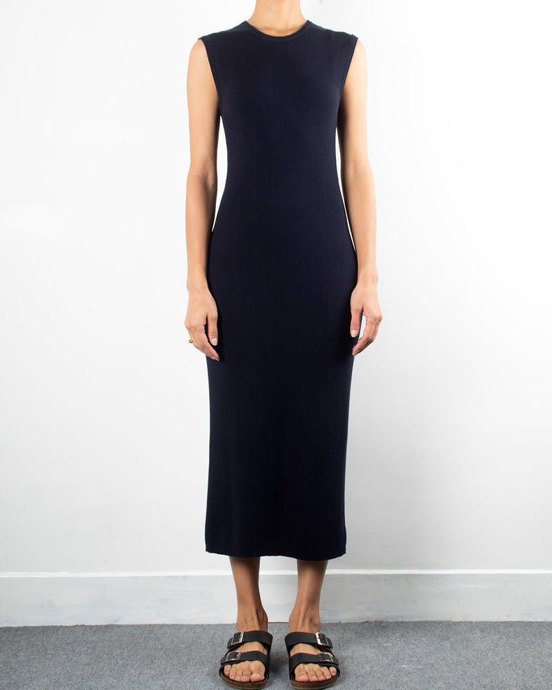 Knit Long Muscle Tank Dress | Dark Blue Well Heeled Knit Long Muscle Tank Dress | Dark Blue Well Heeled