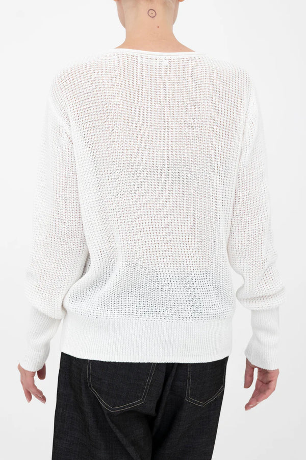 Bernette Waffle Crew | White