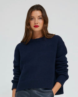 Heavy Cashmere Crew | Navy