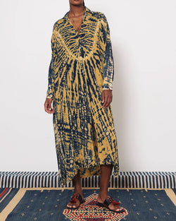 Caftan Shirt Duster | Yellow Navy