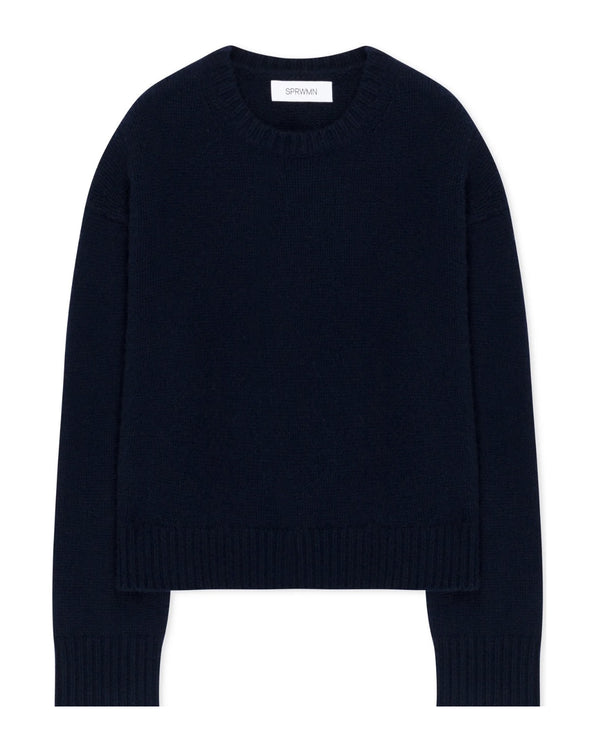 Heavy Cashmere Crew | Navy