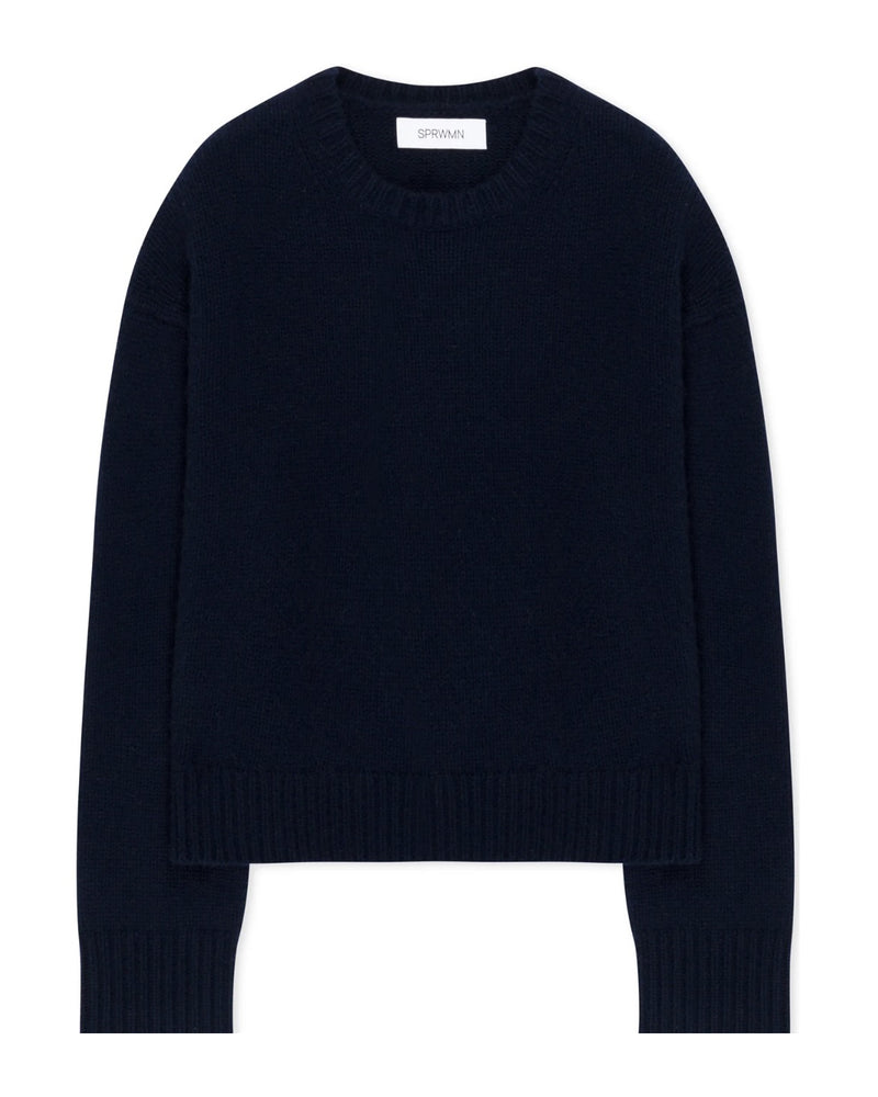 Heavy Cashmere Crew | Navy