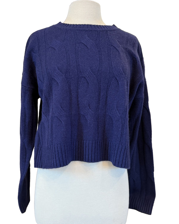 Clover Crop Cable Sweater | Navy