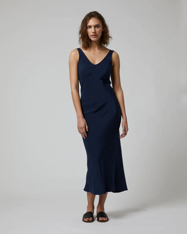 Double V Slip Dress | Navy