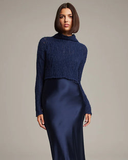 Manos Crop Sweater | Navy