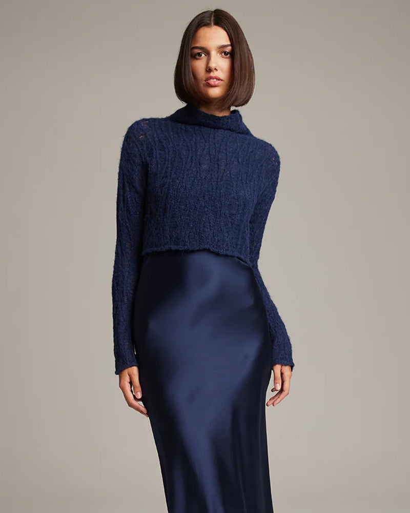 Manos Crop Sweater | Navy