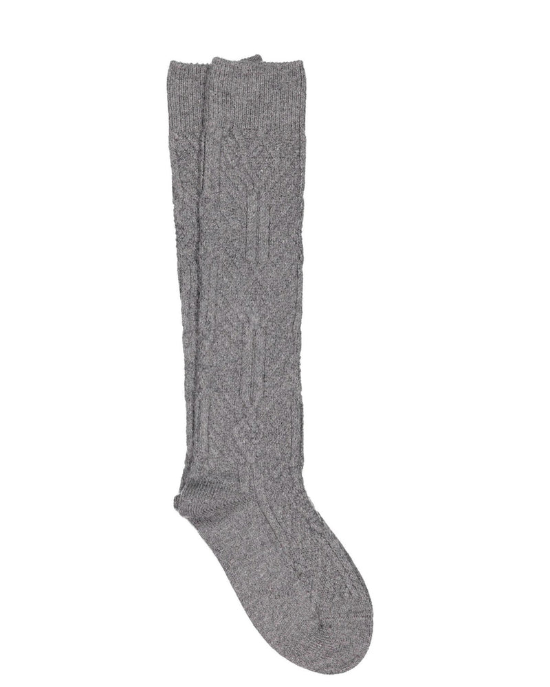 Naya Cashmere Cable Knee Sock | Grey