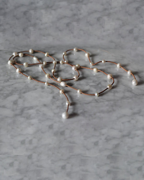 Pearl Leather Lariat | Tan