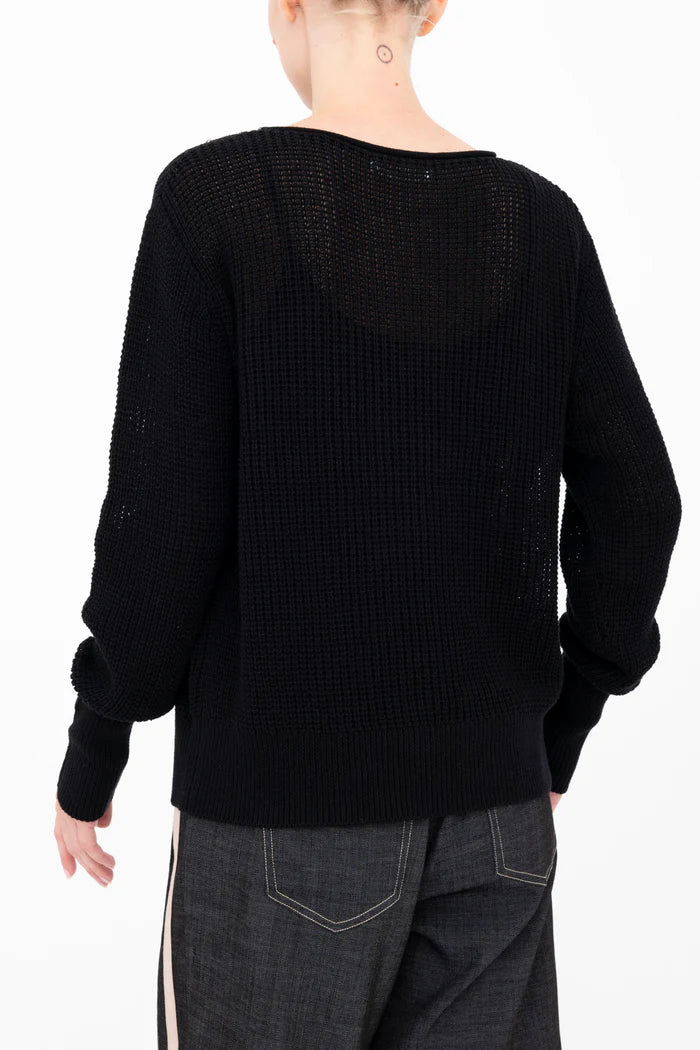 Bernette Waffle Crew | Black