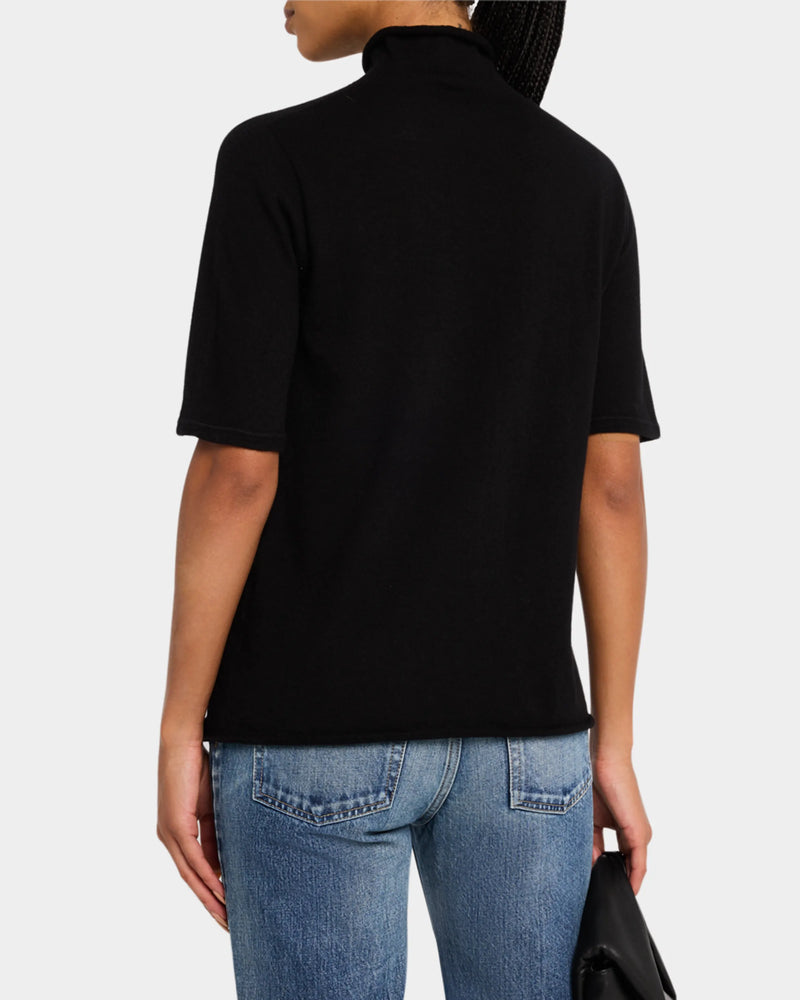 Cashmere Elbow Sleeve Turtleneck | Noir