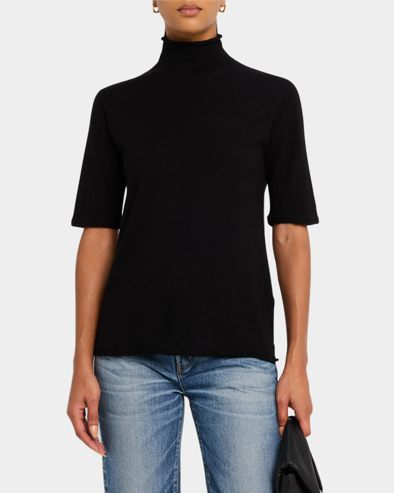Cashmere Elbow Sleeve Turtleneck | Noir