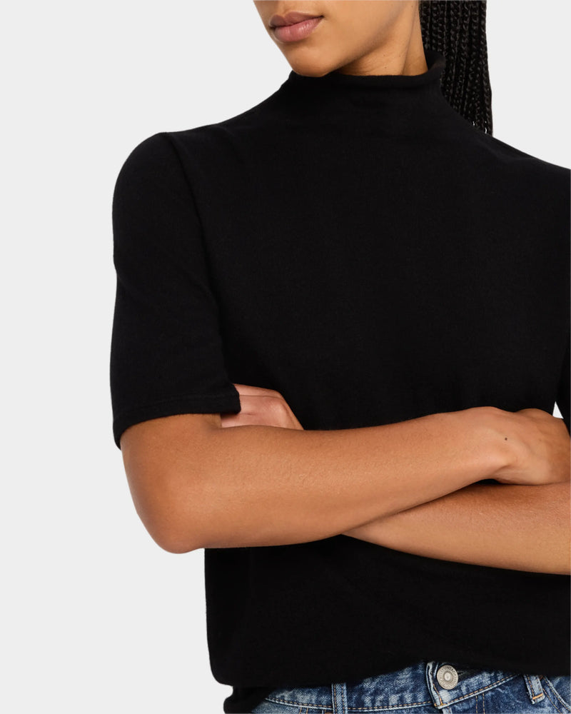 Cashmere Elbow Sleeve Turtleneck | Noir