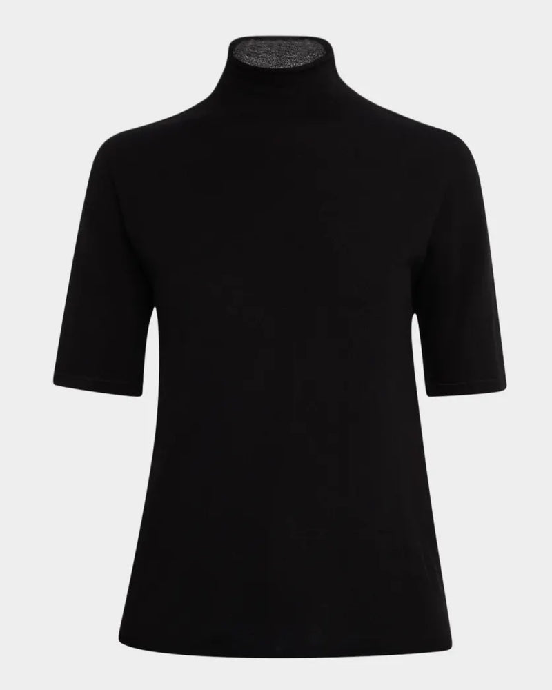 Cashmere Elbow Sleeve Turtleneck | Noir