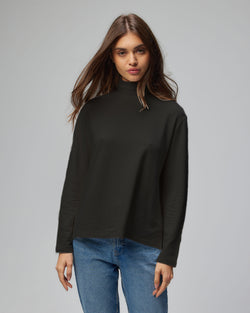 Soft Touch Long Sleeve Mock Neck | Noir