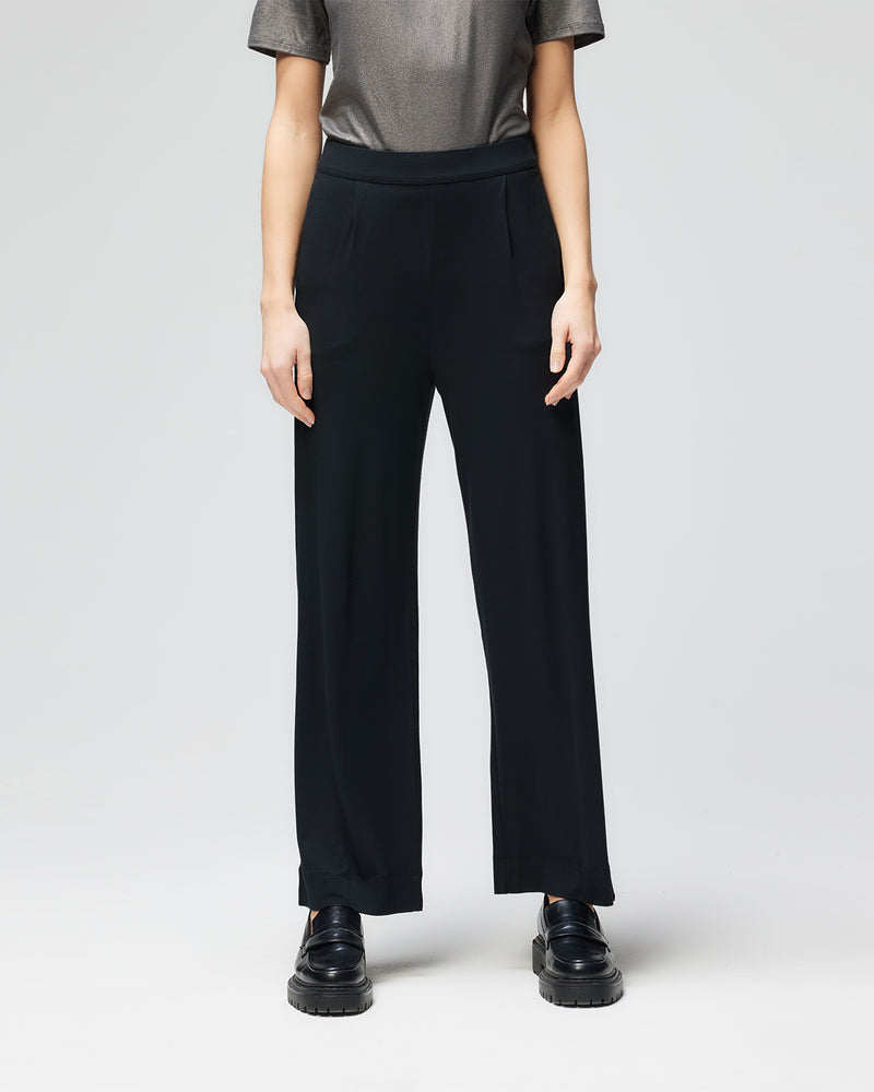 Wide Leg Metallic Pant | Noir