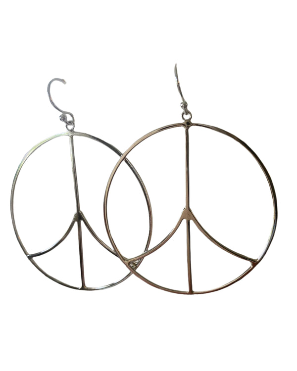 Silver Peace Sign Hoop Earring