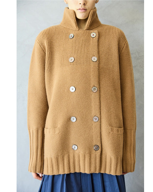 Nautical Cashmere Pea Coat | Chestnut