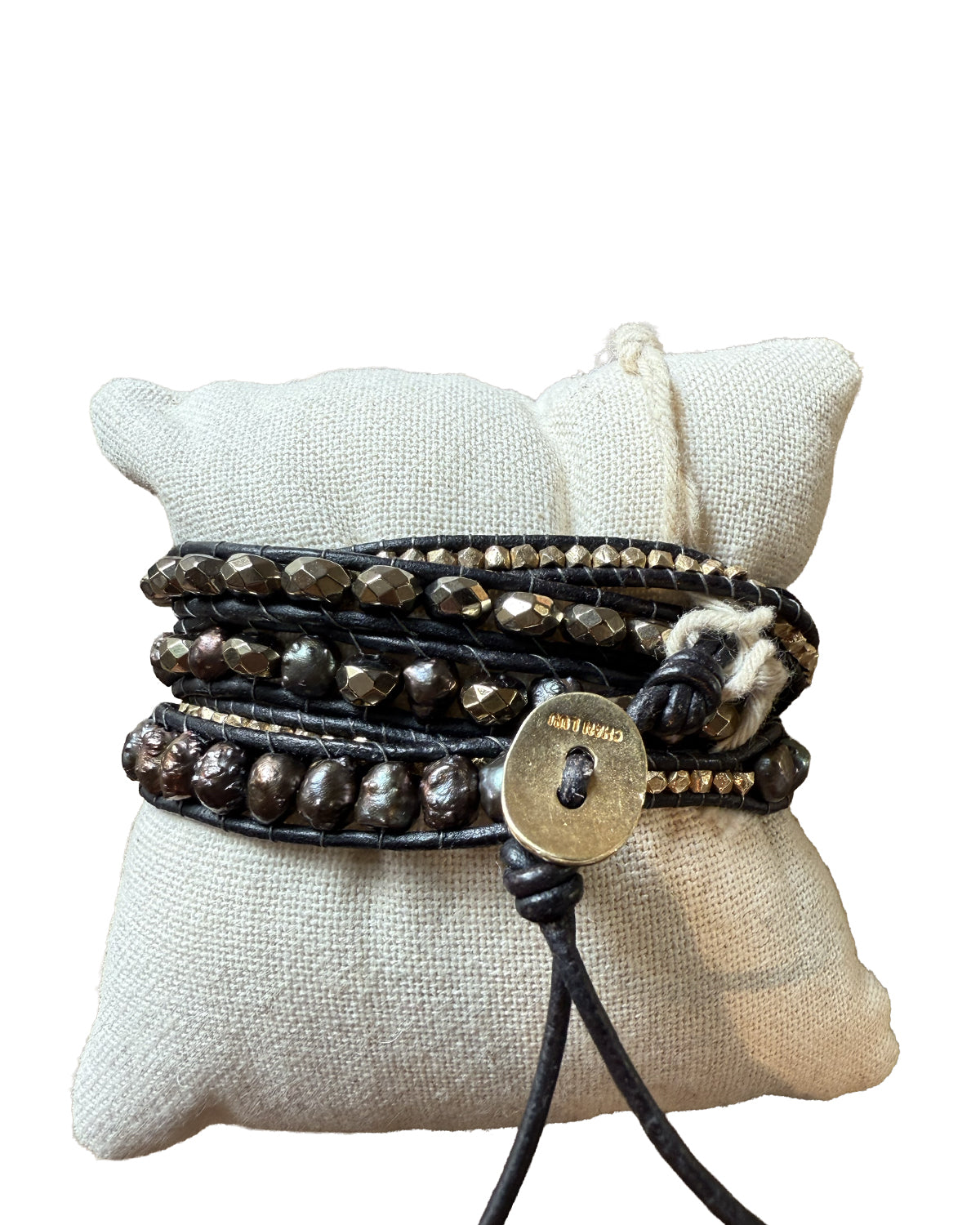 Chan Luu Peacock Beaded Wrap Bracelet | Blue Pearl Mix 