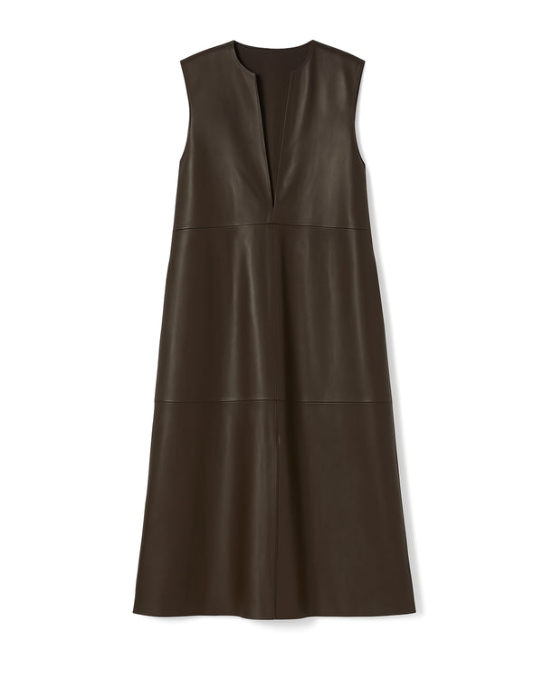 Grenn Pilot Payton Leather Dress in Black on white background well heeled boutique stowe vt