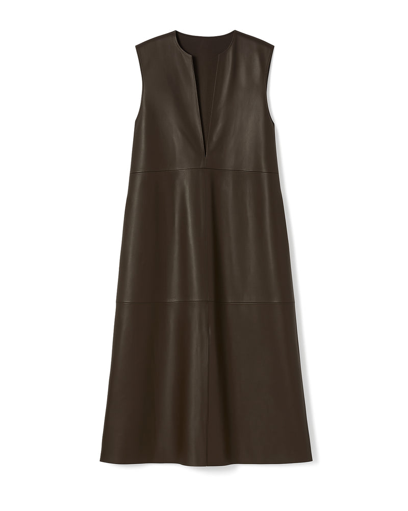 Grenn Pilot Payton Leather Dress in Black on white background well heeled boutique stowe vt