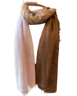 Cashmere Vertical Shading Stole | Pink to Beige to Brown